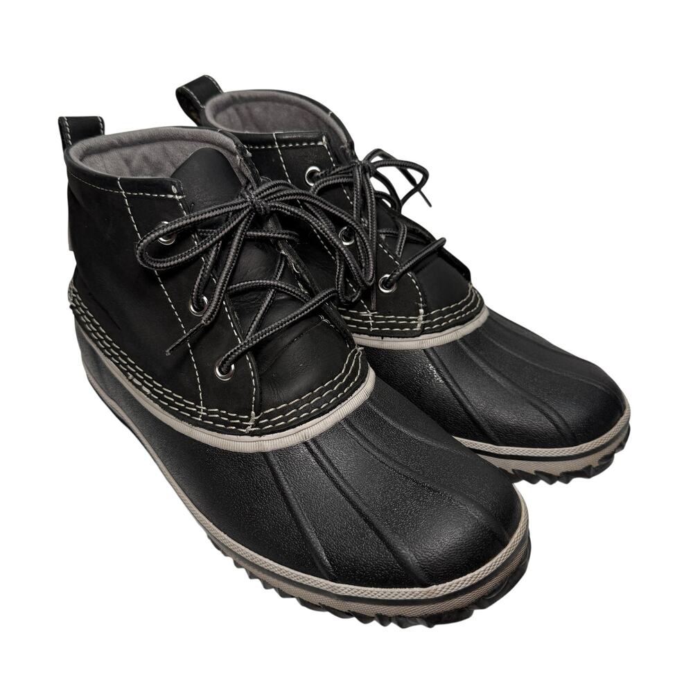 Eddie Bauer Duck Boots Black Waterproof Rain Size 8.5 Hunt Pac Winter Outdoor